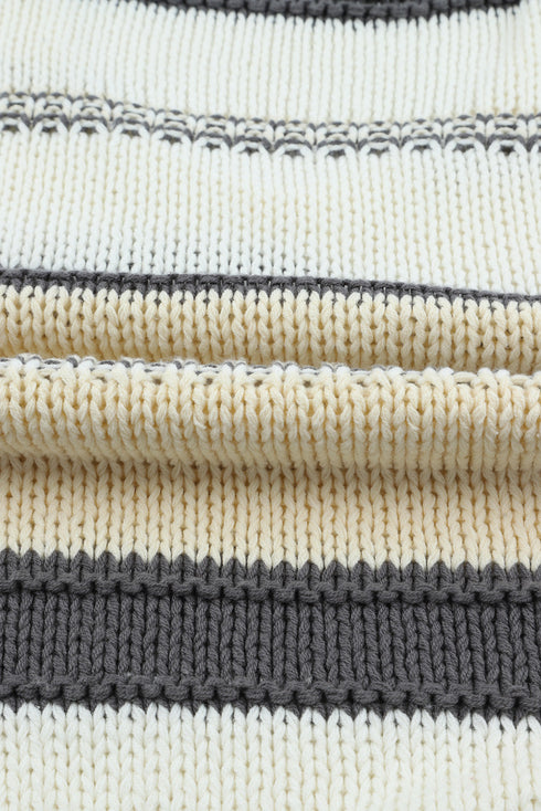 V-Neck Knitted Lantern Sleeve Pullover Sweater